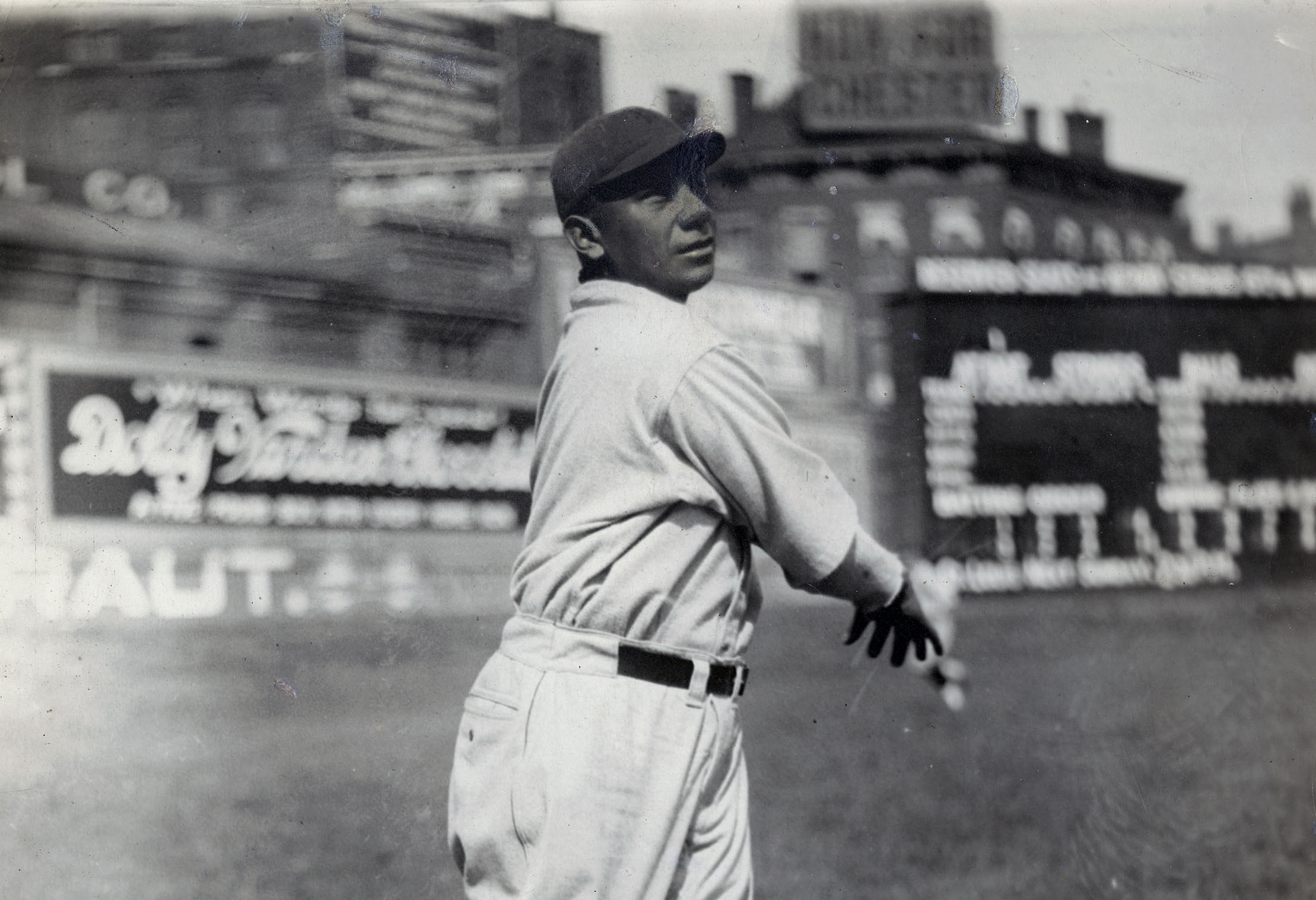 Moses J. Yellowhorse (Pawnee) in Pittsburgh Pirates baseball uniform in 1922.